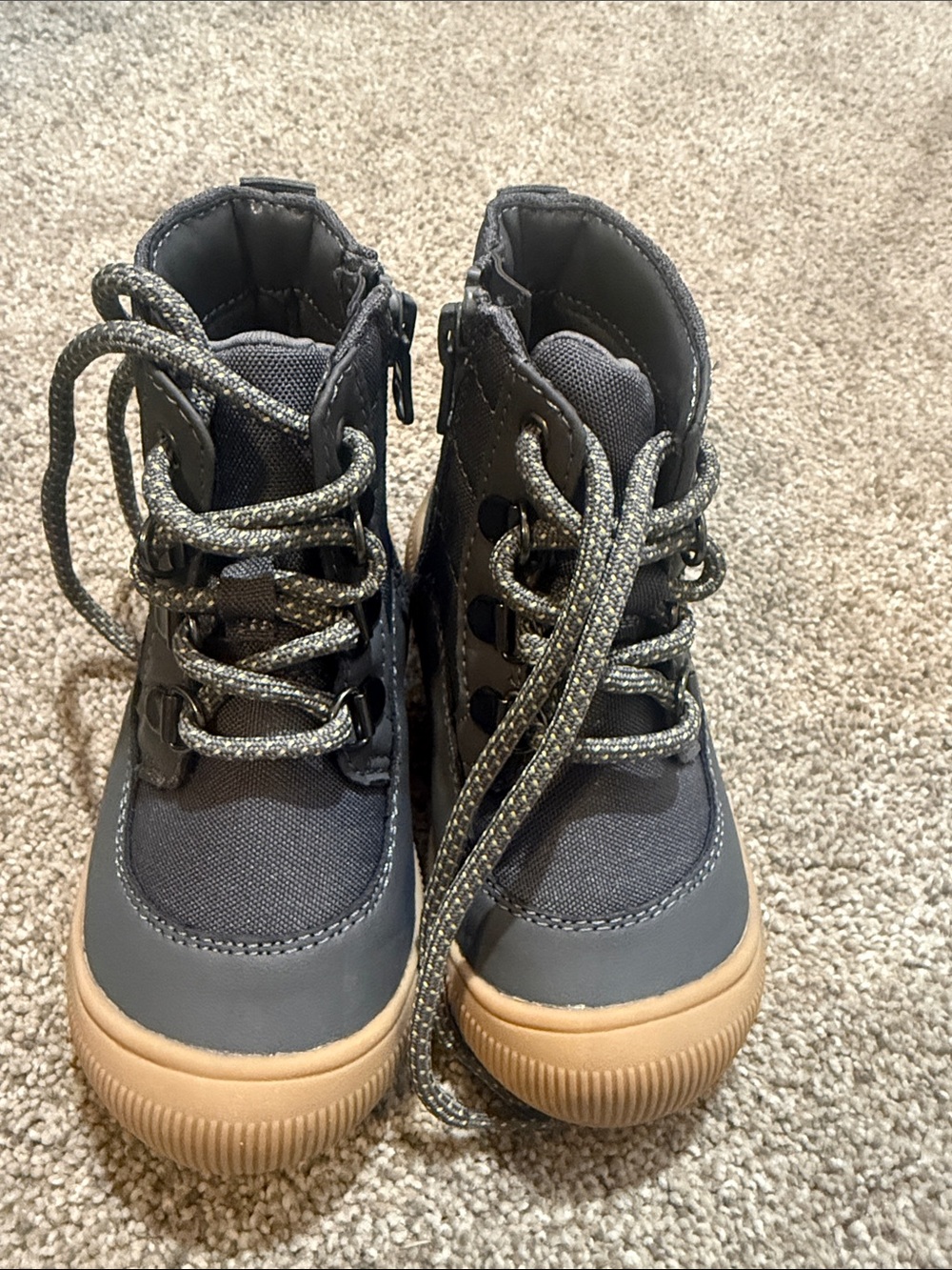 Cat & Jack Gray Kids High-Top Boots with Tan Sole